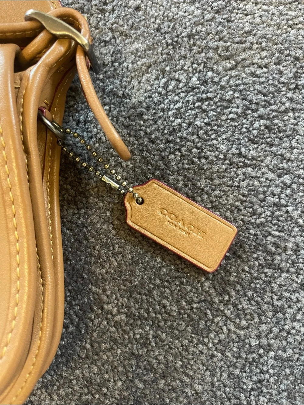 Coach Mickey Mouse Tan Leather Crossbody Bag with Adjustable Strap